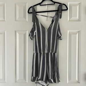 Gray and White Striped Romper